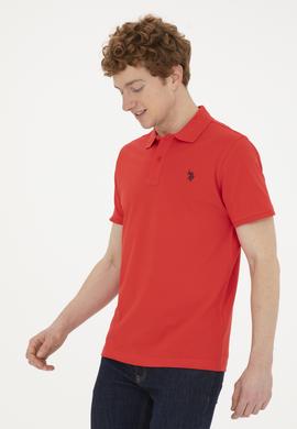 Erkek Slim Fit Polo Yaka Kırmızı Basic Tişört - 50279573396