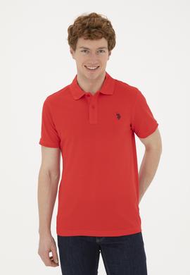 Erkek Slim Fit Polo Yaka Kırmızı Basic Tişört - 50279573396