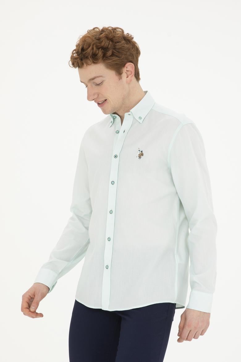 Erkek Su Yeşili Uzun Kollu Basic Gömlek - 50282609103