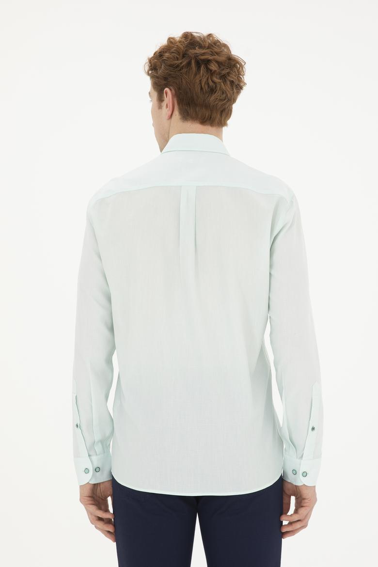 Erkek Su Yeşili Uzun Kollu Basic Gömlek - 50282609103
