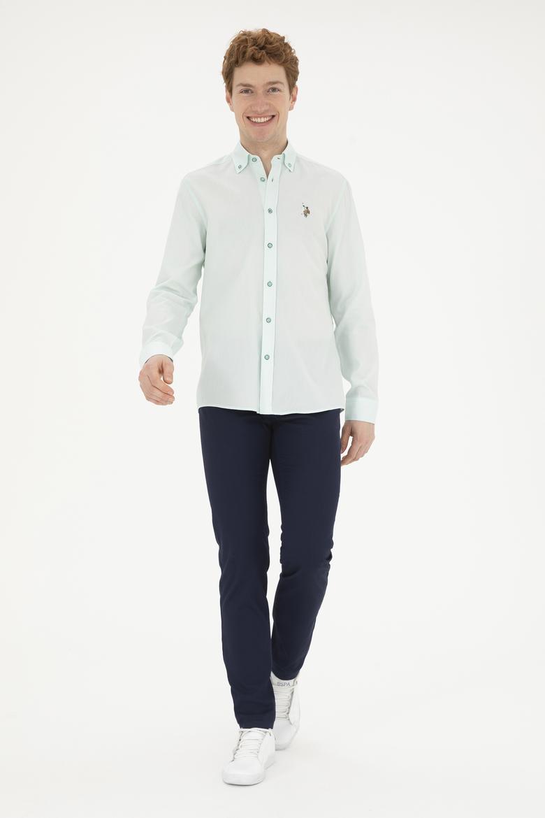 Erkek Su Yeşili Uzun Kollu Basic Gömlek - 50282609103