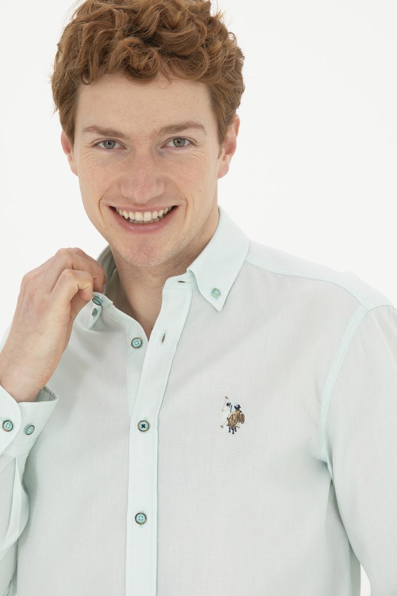 Erkek Su Yeşili Uzun Kollu Basic Gömlek - 50282609103