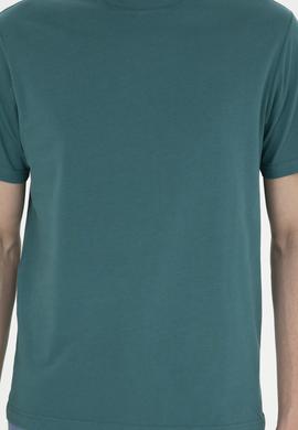 Erkek Regular Fit Bisiklet Yaka Koyu Yeşil Basic Tişört - 50284618217