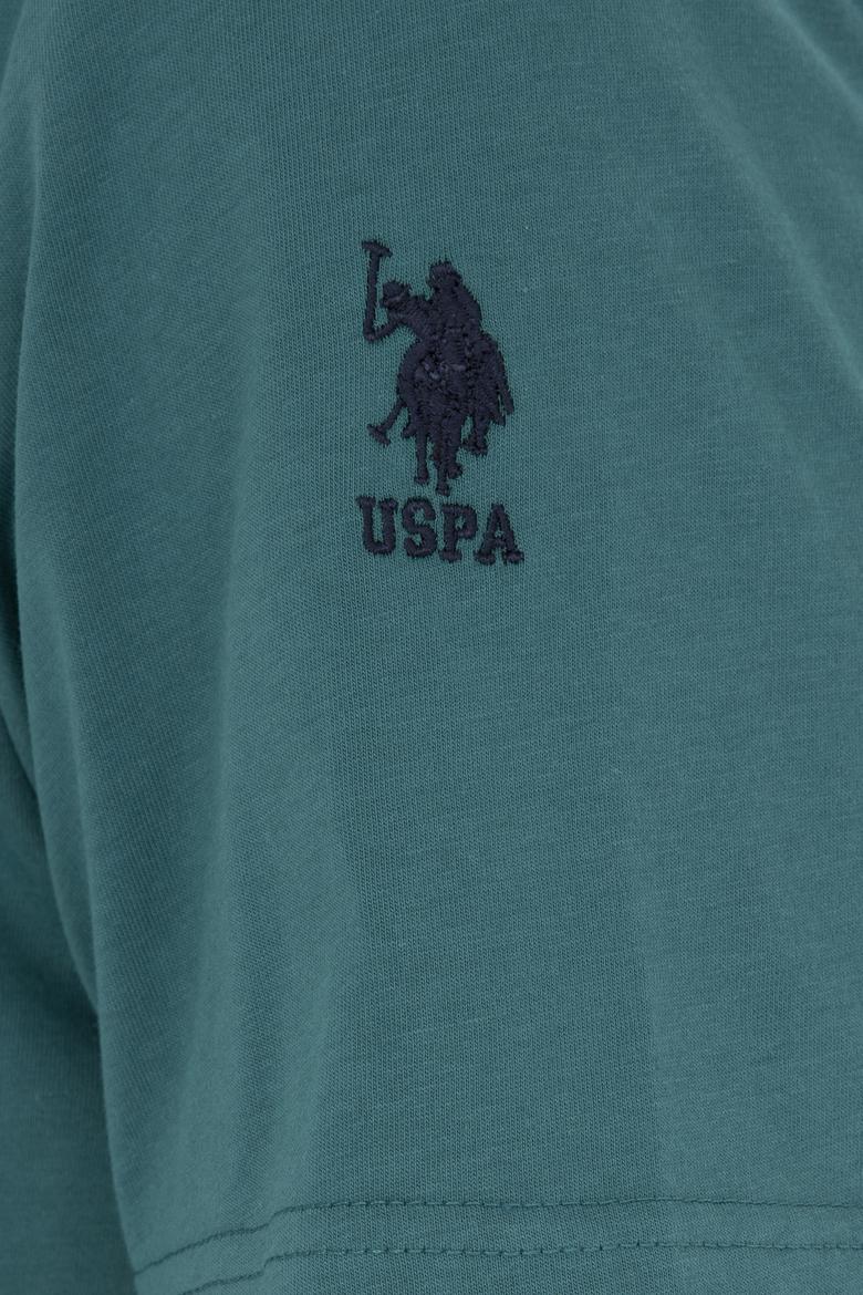 Erkek Regular Fit Bisiklet Yaka Koyu Yeşil Basic Tişört - 50284618217