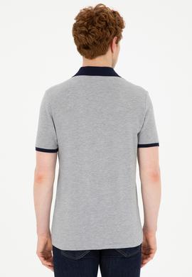 Erkek Regular Fit Polo Yaka Gri Melanj Basic Tişört - 50284638031