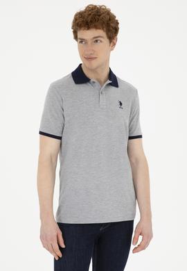 Erkek Regular Fit Polo Yaka Gri Melanj Basic Tişört - 50284638031