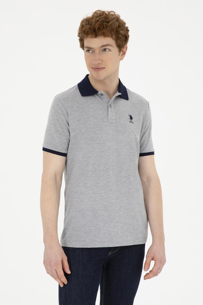 Erkek Regular Fit Polo Yaka Gri Melanj Basic Tişört