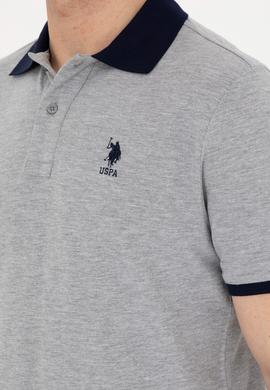 Erkek Regular Fit Polo Yaka Gri Melanj Basic Tişört - 50284638031