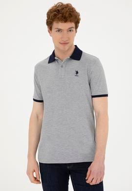 Erkek Regular Fit Polo Yaka Gri Melanj Basic Tişört - 50284638031