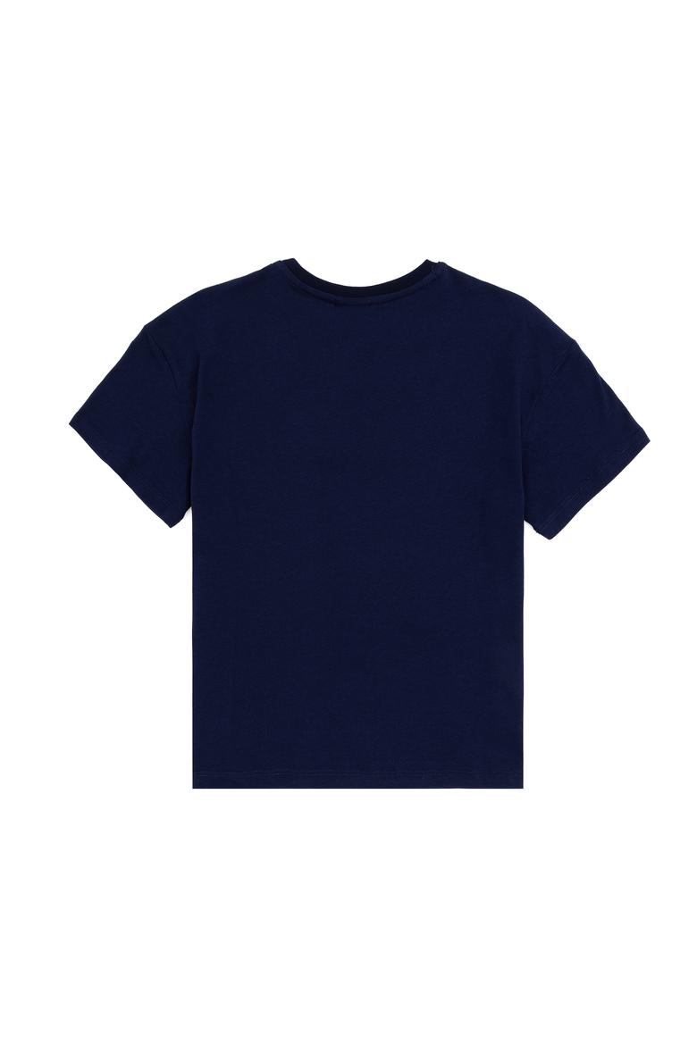 Erkek Çocuk Lacivert Oversize Bisiklet Yaka Tişört - 50288050002