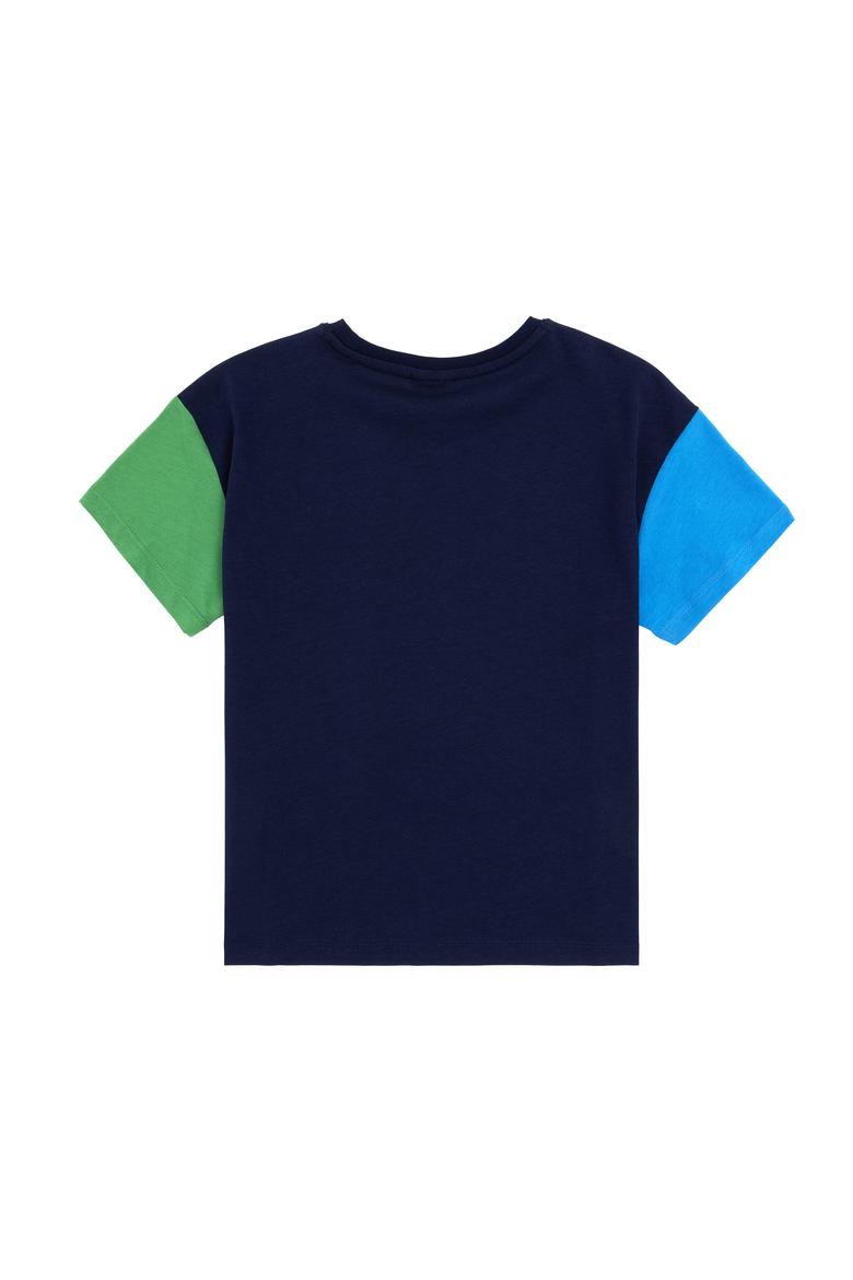 Erkek Çocuk Lacivert Oversize Bisiklet Yaka Tişört - 50288060016