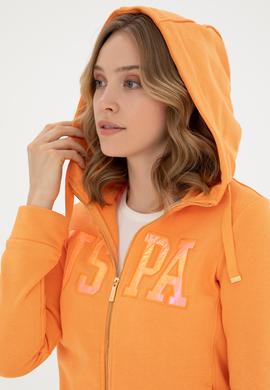 Kadın Turuncu Kapüşonlu Basic Sweatshirt - 50262653094