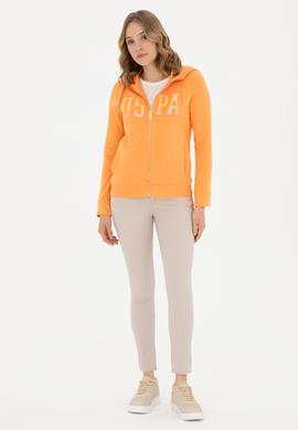 Kadın Turuncu Kapüşonlu Basic Sweatshirt - 50262653094