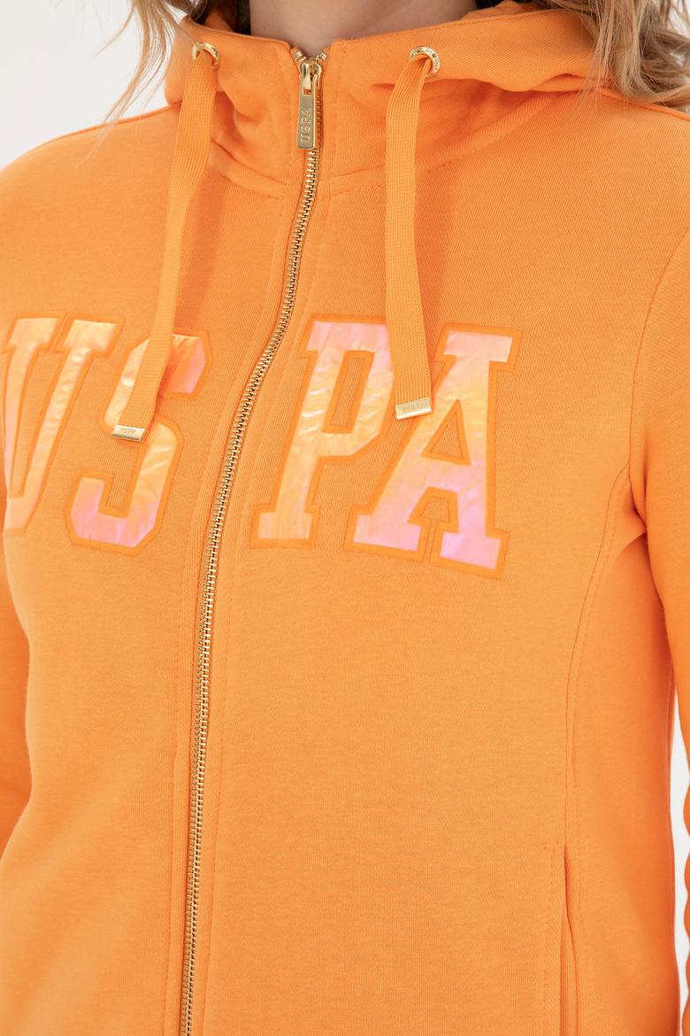 Kadın Turuncu Kapüşonlu Basic Sweatshirt - 50262653094