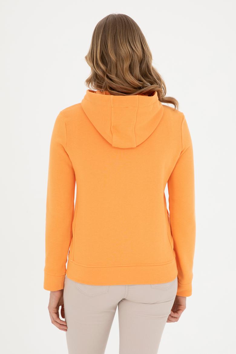 Kadın Turuncu Kapüşonlu Basic Sweatshirt - 50262653094