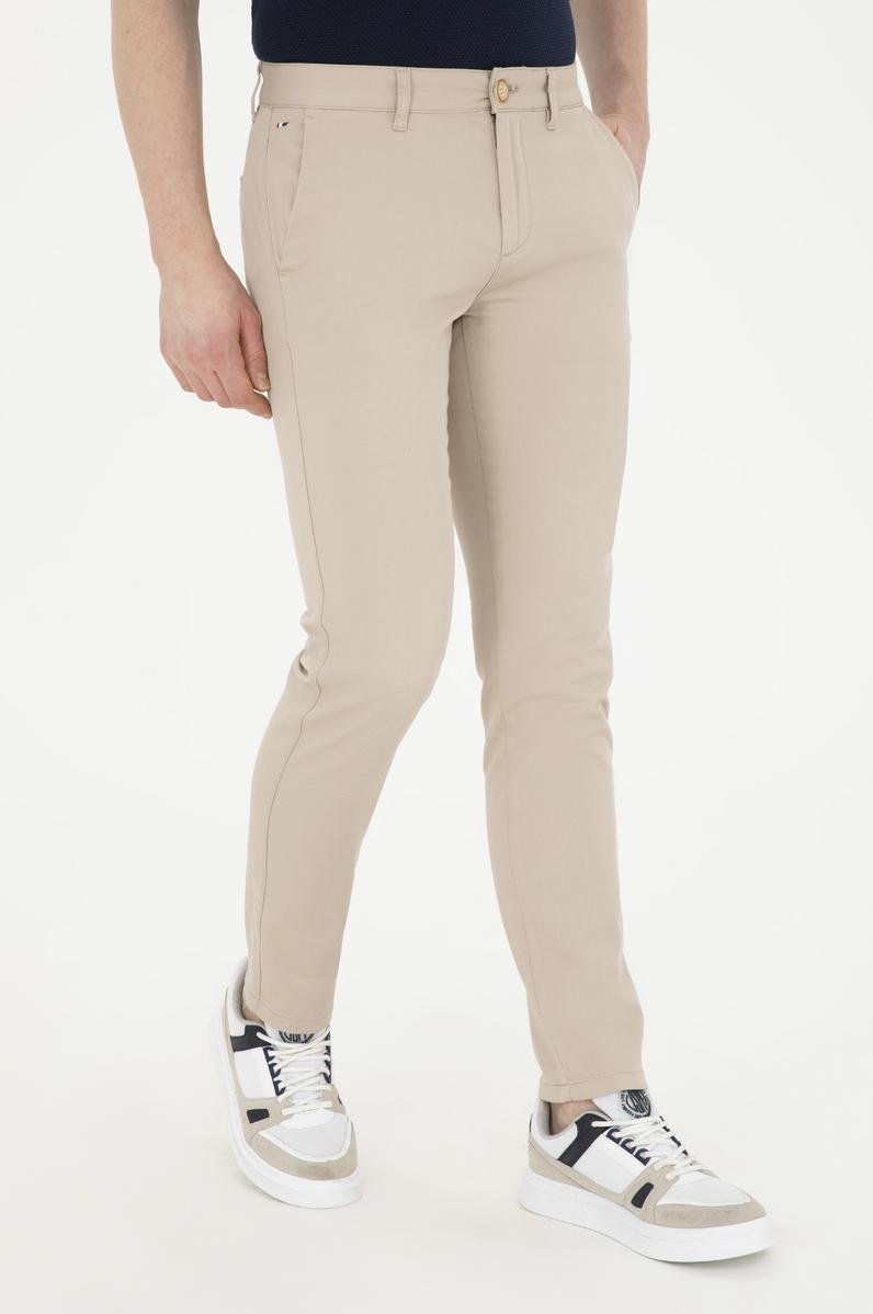 Erkek Slim Fit Taş Kanvas Pantolon
