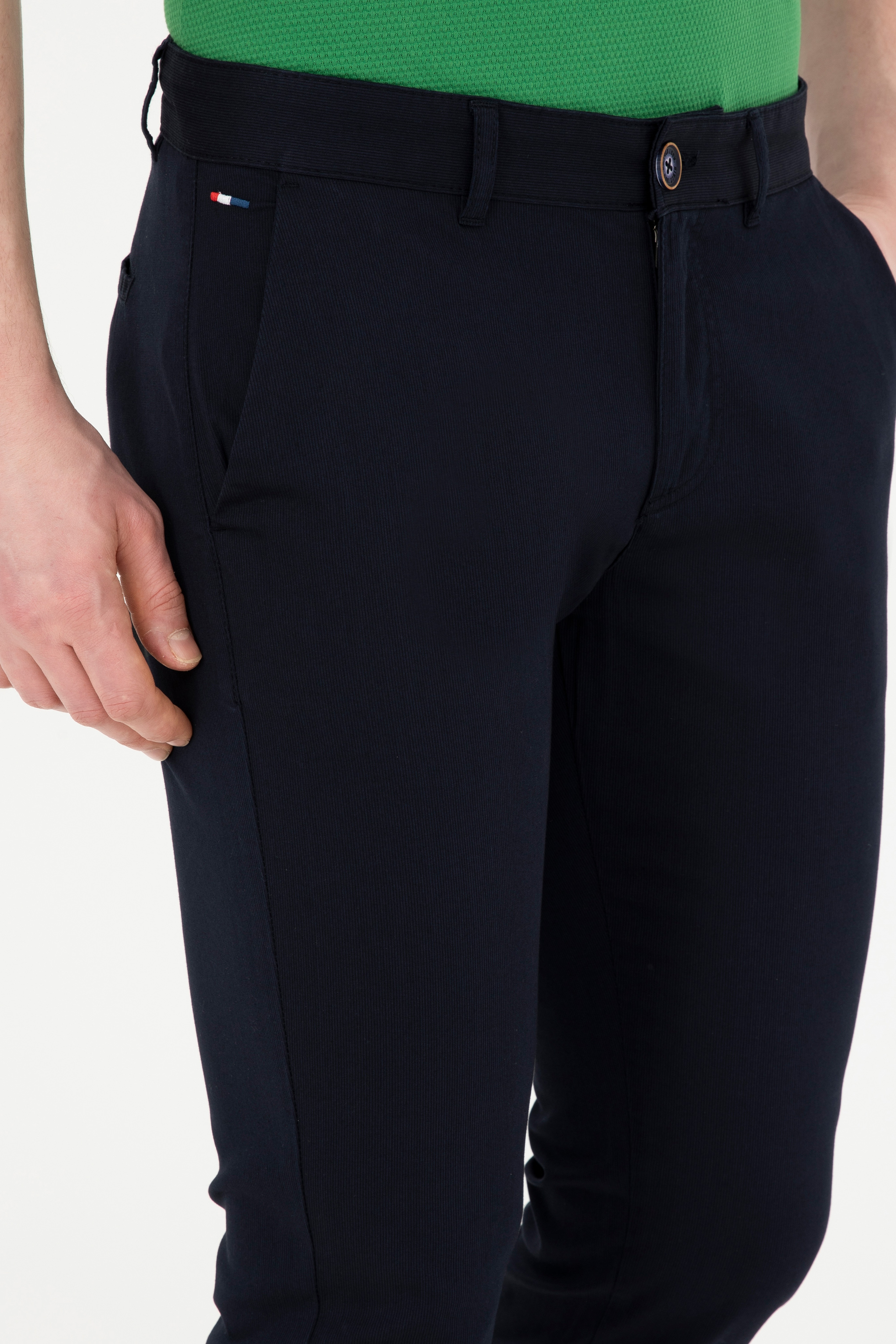 Erkek Slim Fit Lacivert Kanvas Pantolon