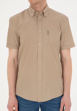 Erkek Açık Haki Kısa Kollu Gömlek - 50282827023
