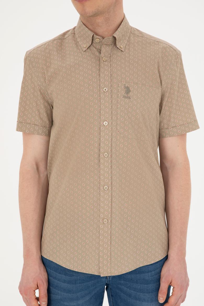 Erkek Açık Haki Kısa Kollu Gömlek - 50282827023