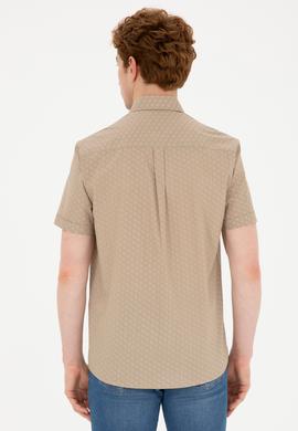 Erkek Açık Haki Kısa Kollu Gömlek - 50282827023