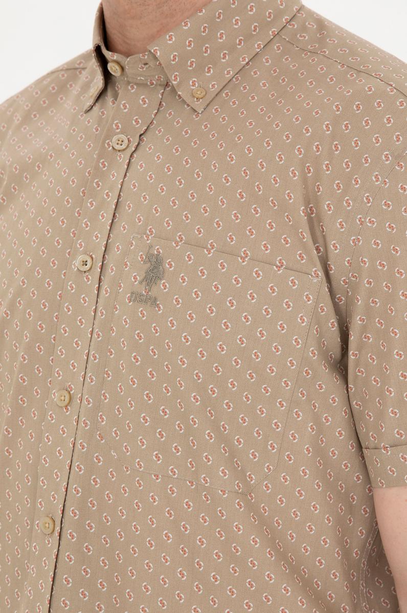 Erkek Açık Haki Kısa Kollu Gömlek