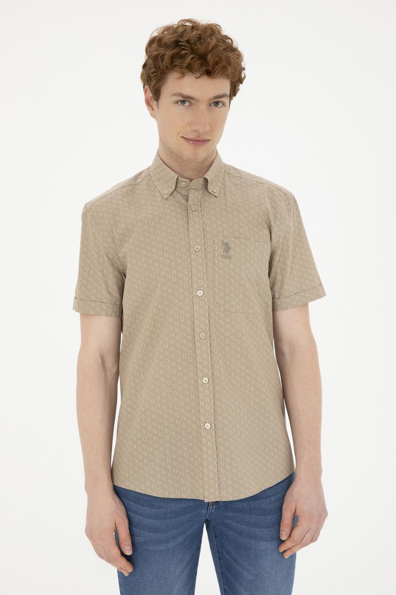 Erkek Açık Haki Kısa Kollu Gömlek - 50282827023