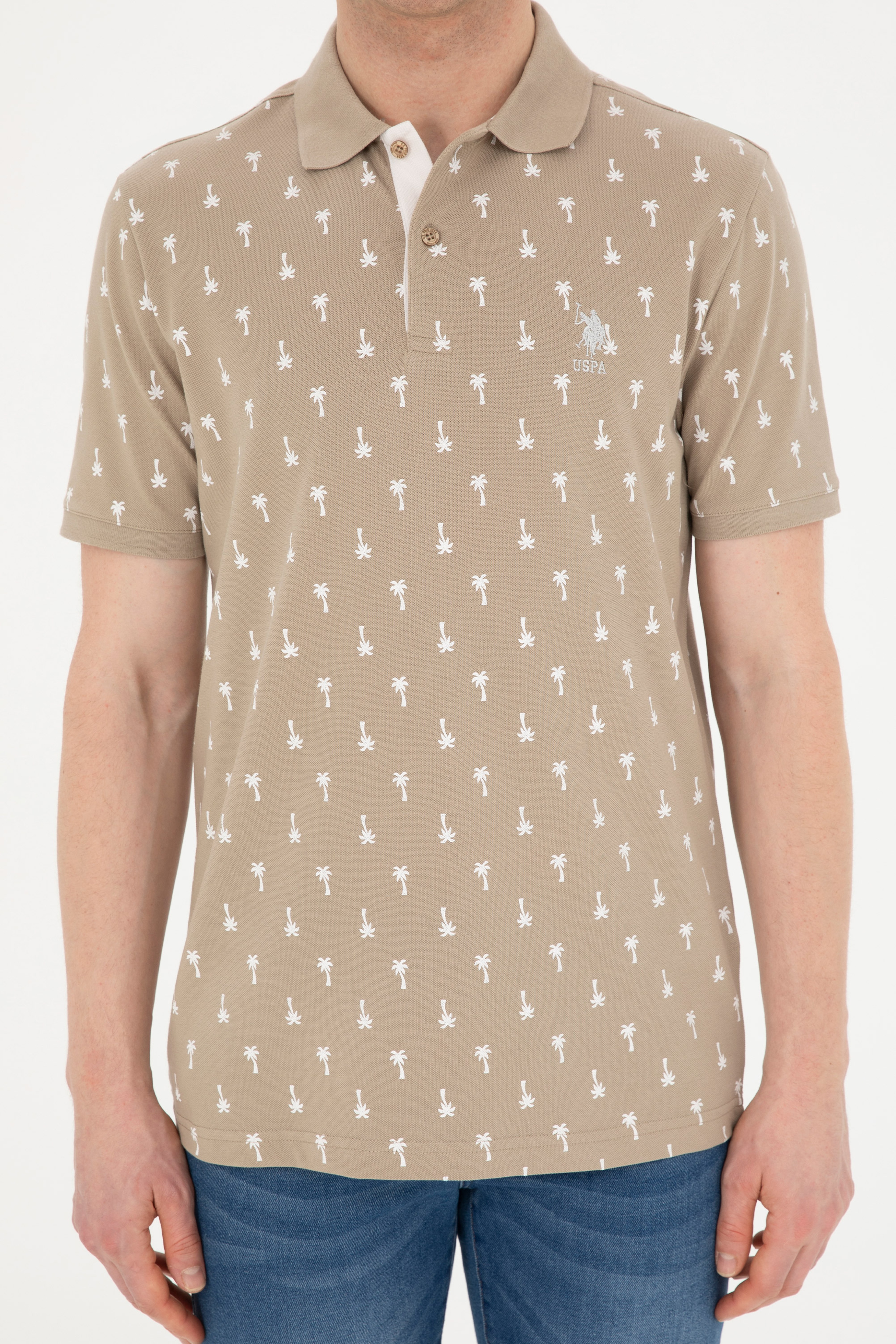 Erkek Regular Fit Polo Yaka Açık Haki Tişört - Image 6