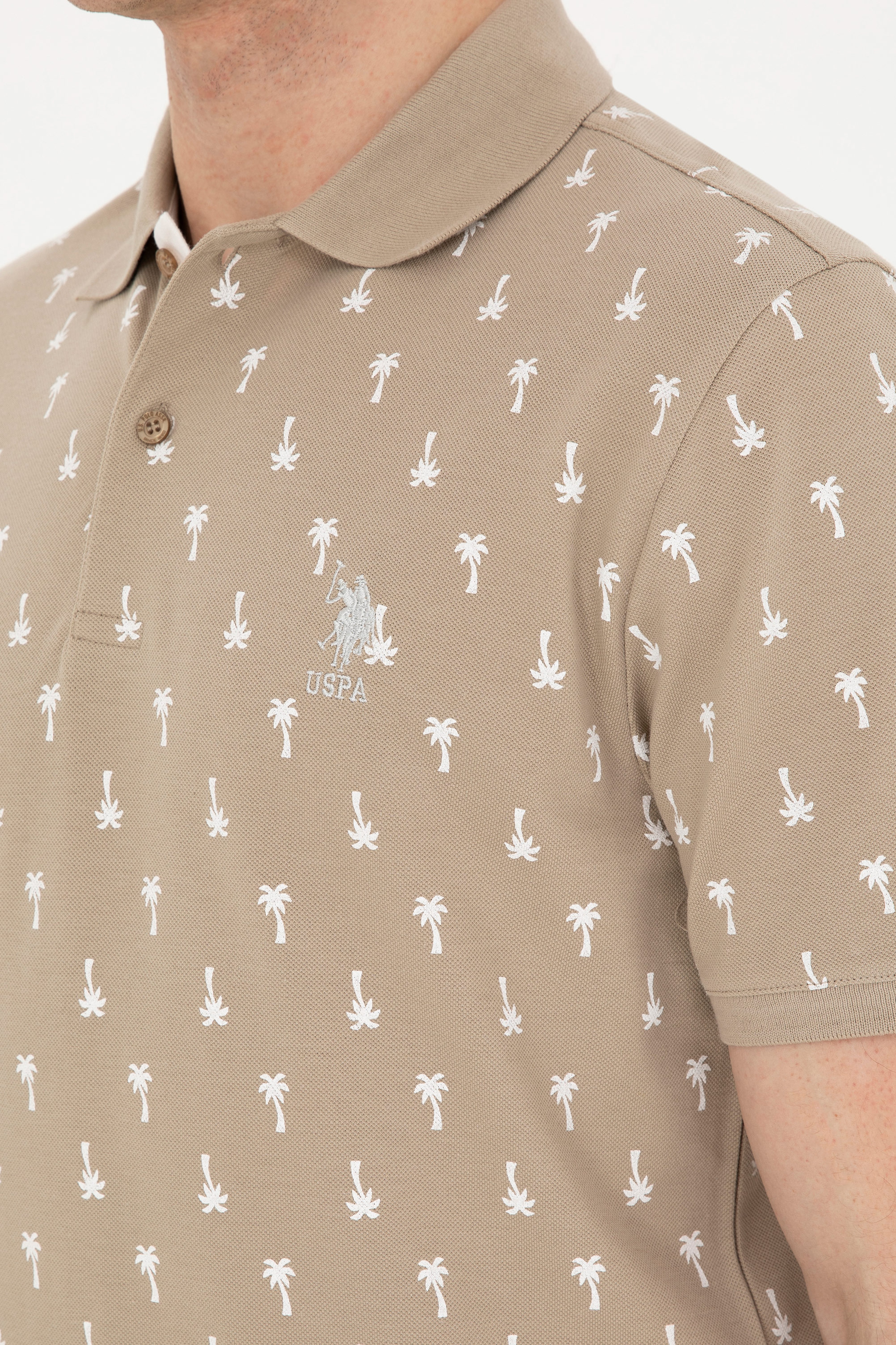 Erkek Regular Fit Polo Yaka Açık Haki Tişört