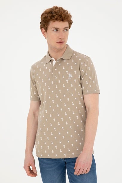 Erkek Regular Fit Polo Yaka Açık Haki Tişört