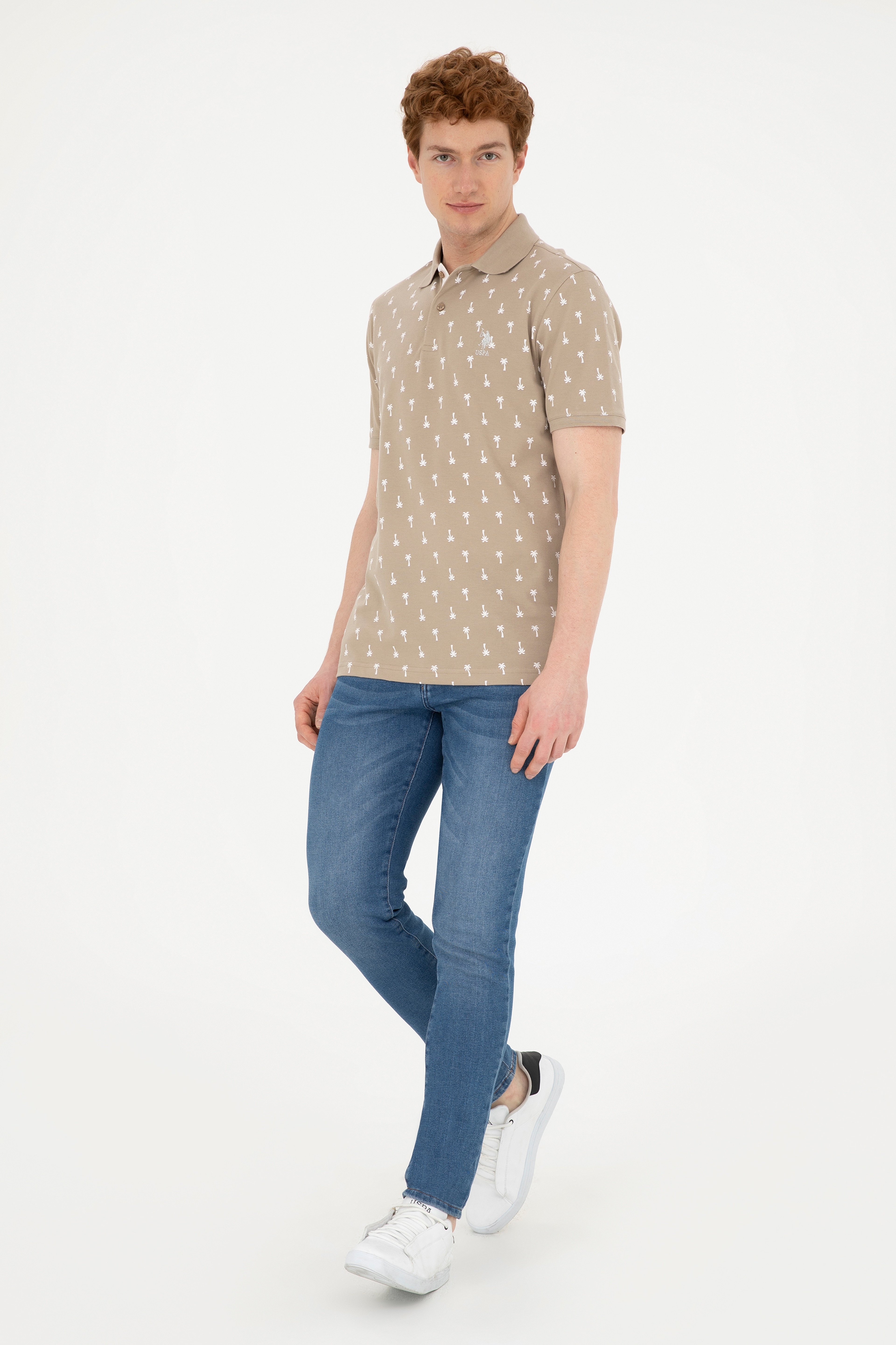 Erkek Regular Fit Polo Yaka Açık Haki Tişört