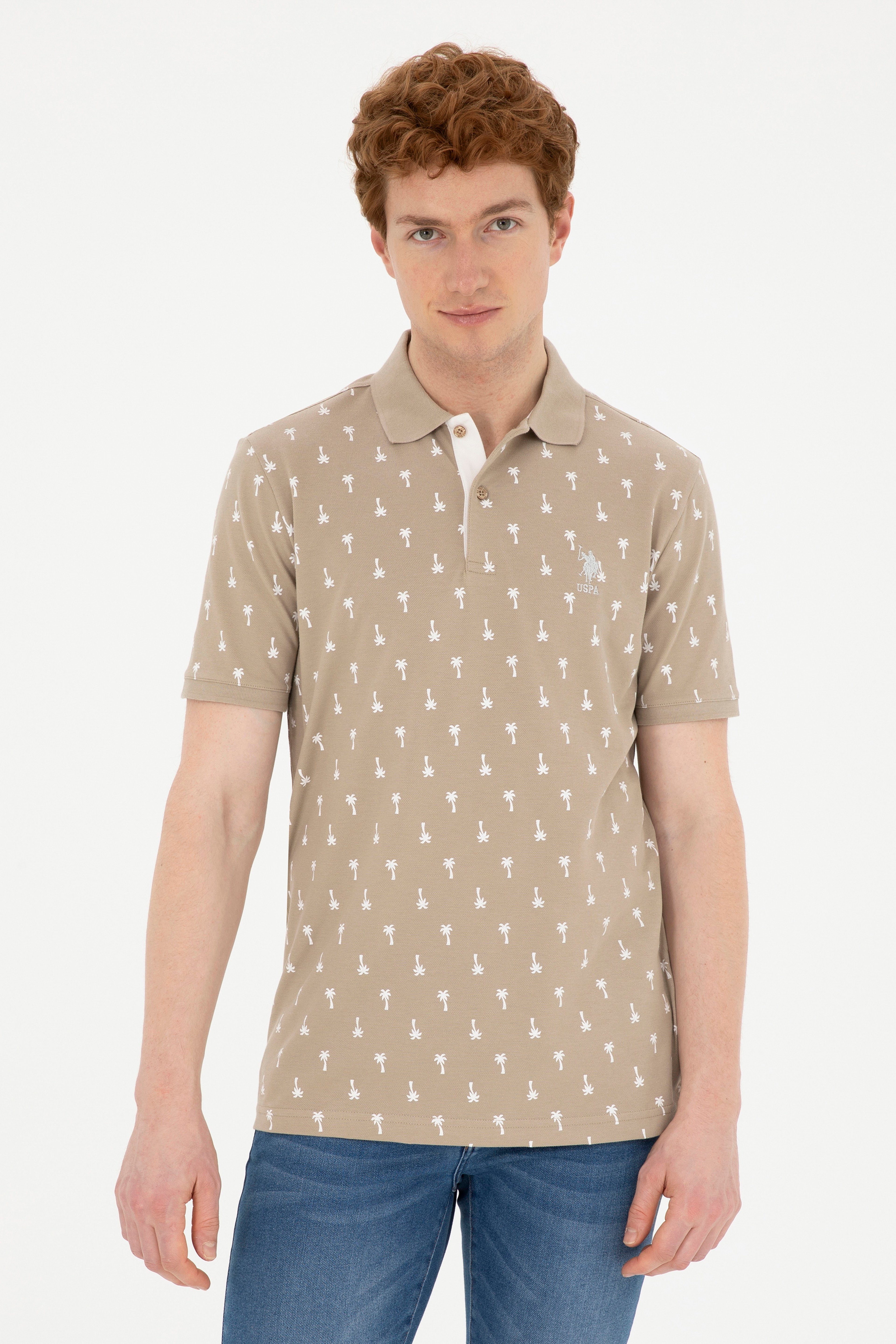 Erkek Regular Fit Polo Yaka Açık Haki Tişört - Image 1
