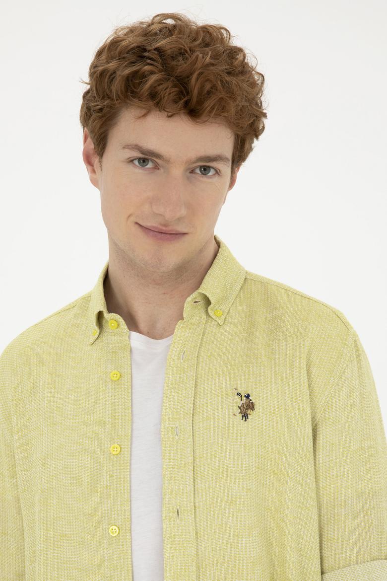 Erkek Fıstık Yeşili Uzun Kollu Gömlek - 50283699006