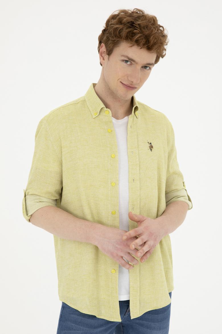 Erkek Fıstık Yeşili Uzun Kollu Gömlek - 50283699006