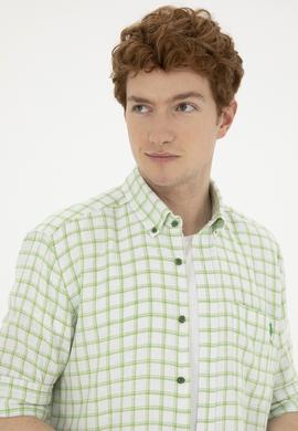 Erkek Kareli Yeşil Gömlek - 50283820028