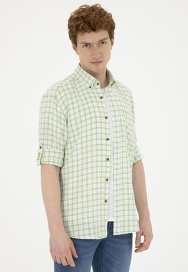 Erkek Kareli Yeşil Gömlek - 50283820028