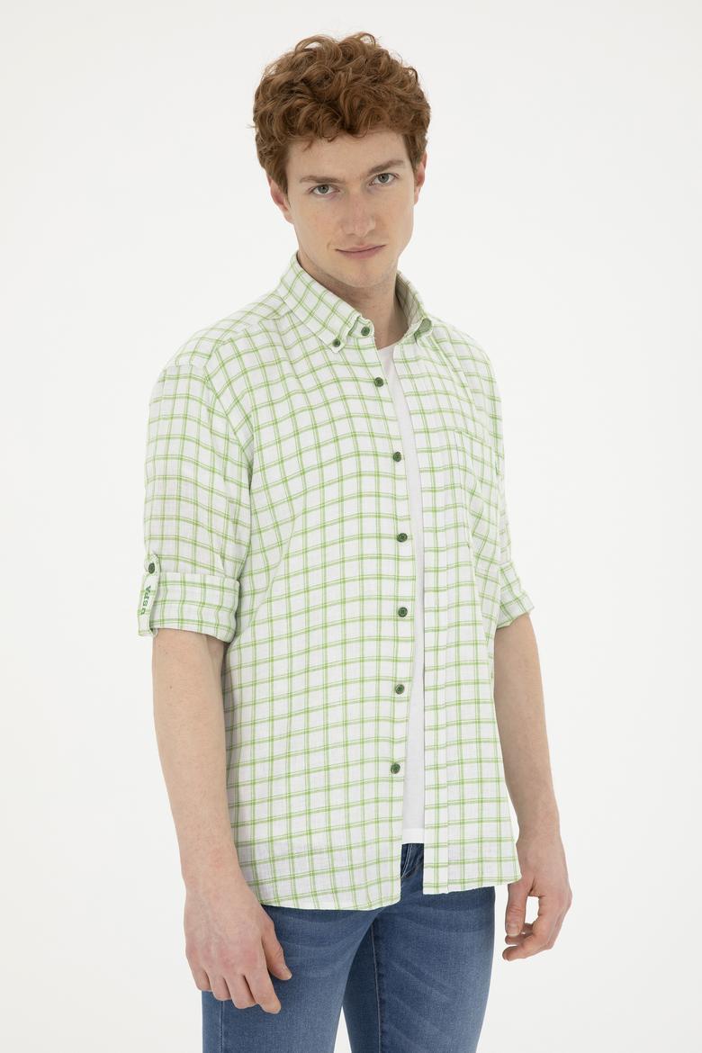 Erkek Kareli Yeşil Gömlek - 50283820028