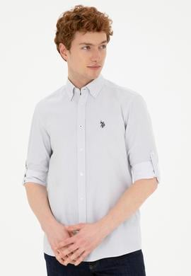 Erkek Lacivert Desenli Beyaz Gömlek - 50288674007