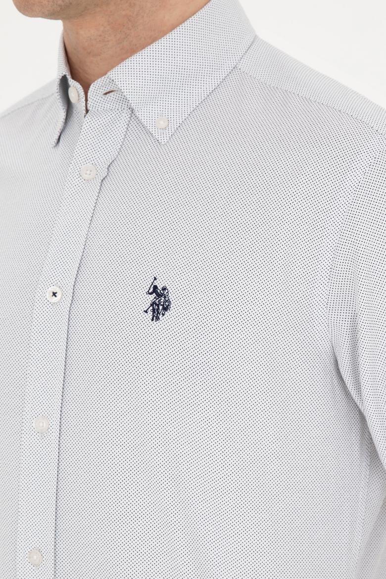 Erkek Lacivert Desenli Beyaz Gömlek - 50288674007