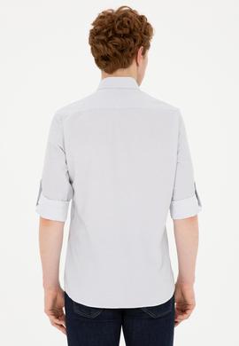 Erkek Lacivert Desenli Beyaz Gömlek - 50288674007