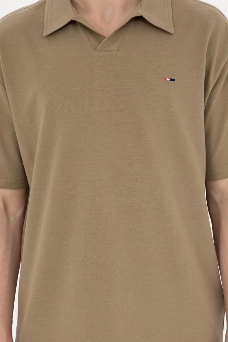 Erkek Comfort Fit Polo Yaka Haki Tişört - 50282242097