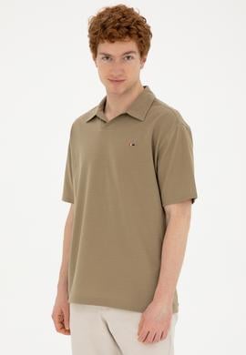 Erkek Comfort Fit Polo Yaka Haki Tişört - 50282242097