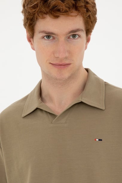 Erkek Comfort Fit Polo Yaka Haki Tişört