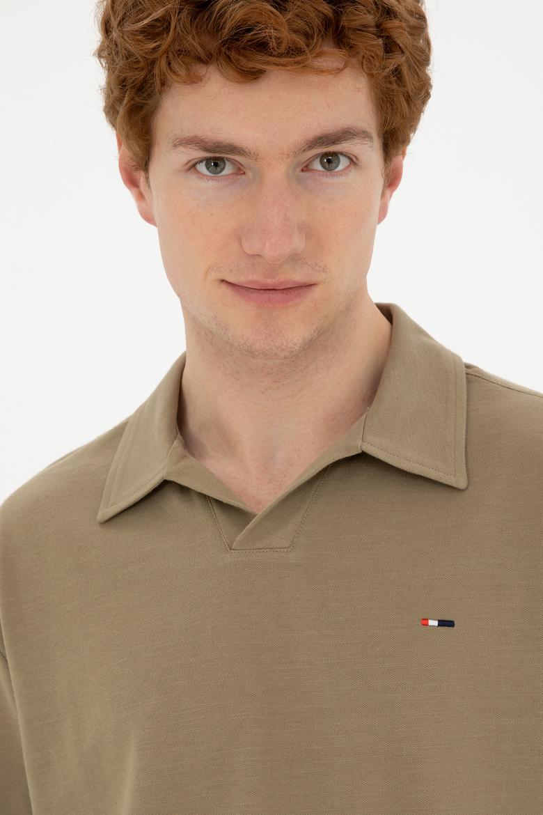 Erkek Comfort Fit Polo Yaka Haki Tişört - 50282242097