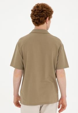 Erkek Comfort Fit Polo Yaka Haki Tişört - 50282242097