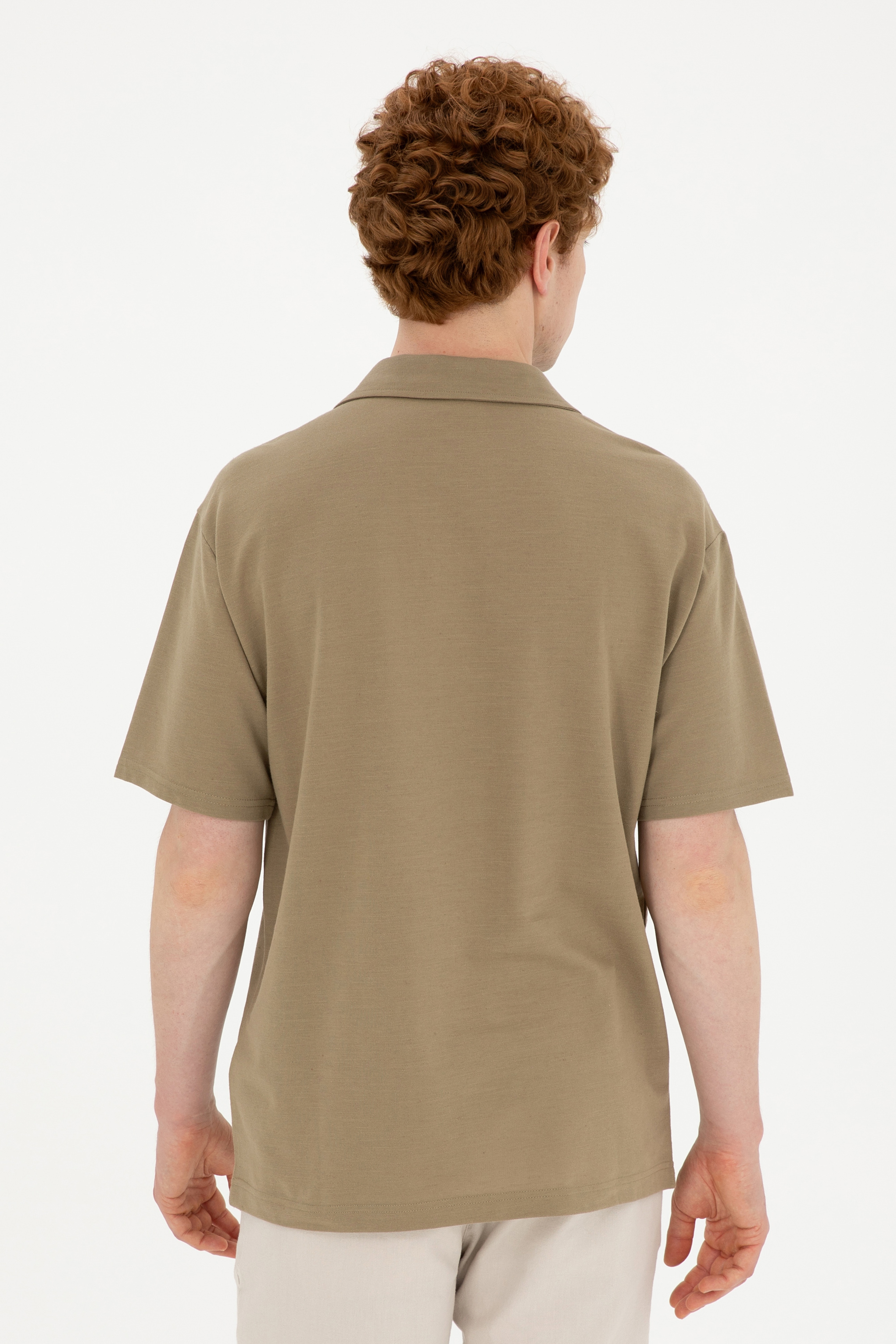 Erkek Comfort Fit Polo Yaka Haki Tişört