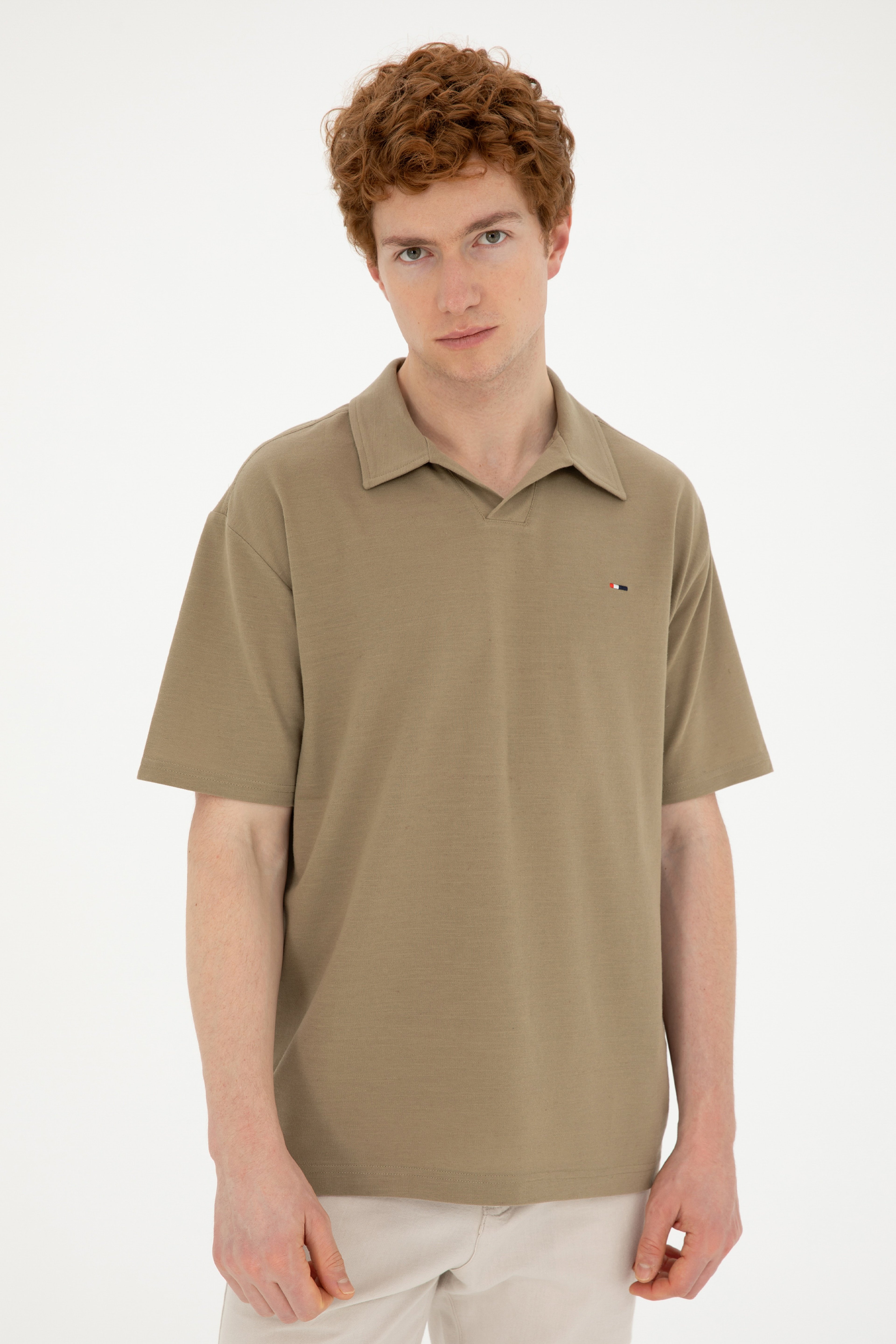 Erkek Comfort Fit Polo Yaka Haki Tişört
