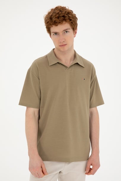 Erkek Comfort Fit Polo Yaka Haki Tişört