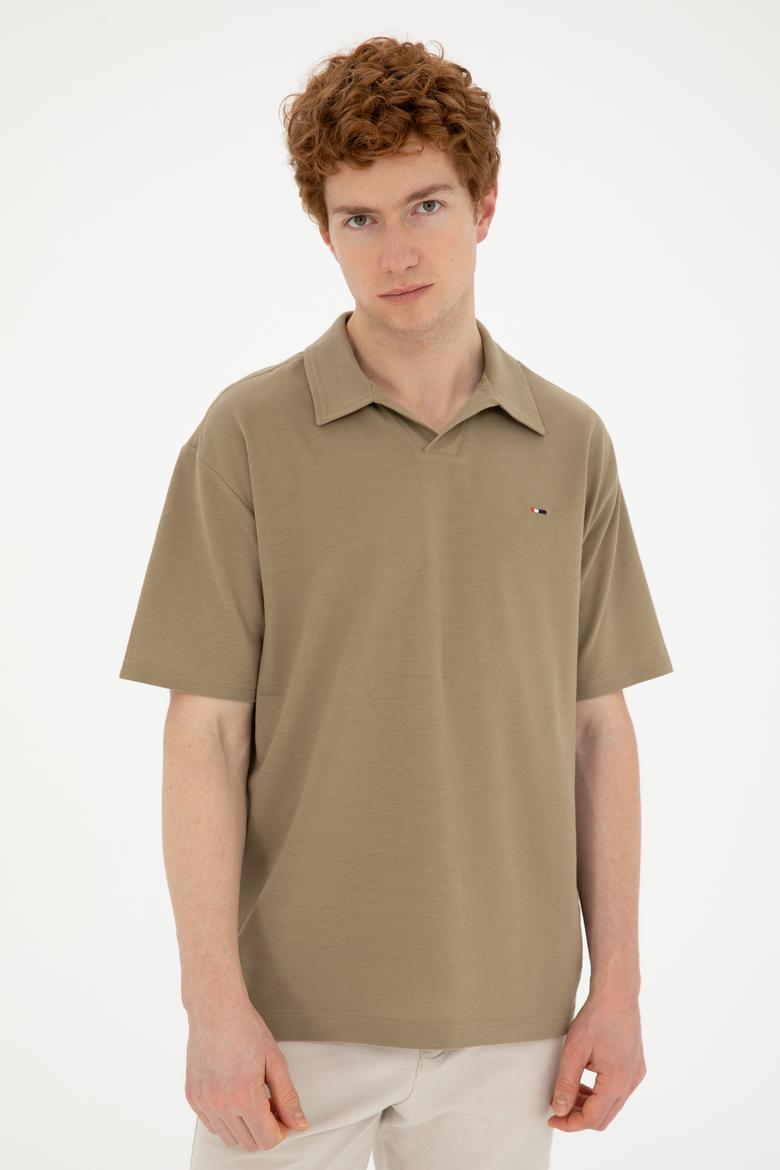 Erkek Comfort Fit Polo Yaka Haki Tişört - 50282242097