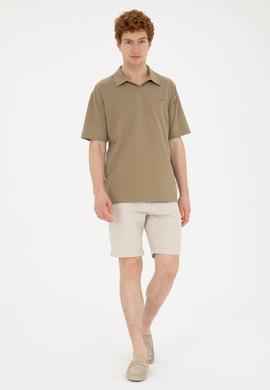 Erkek Comfort Fit Polo Yaka Haki Tişört - 50282242097