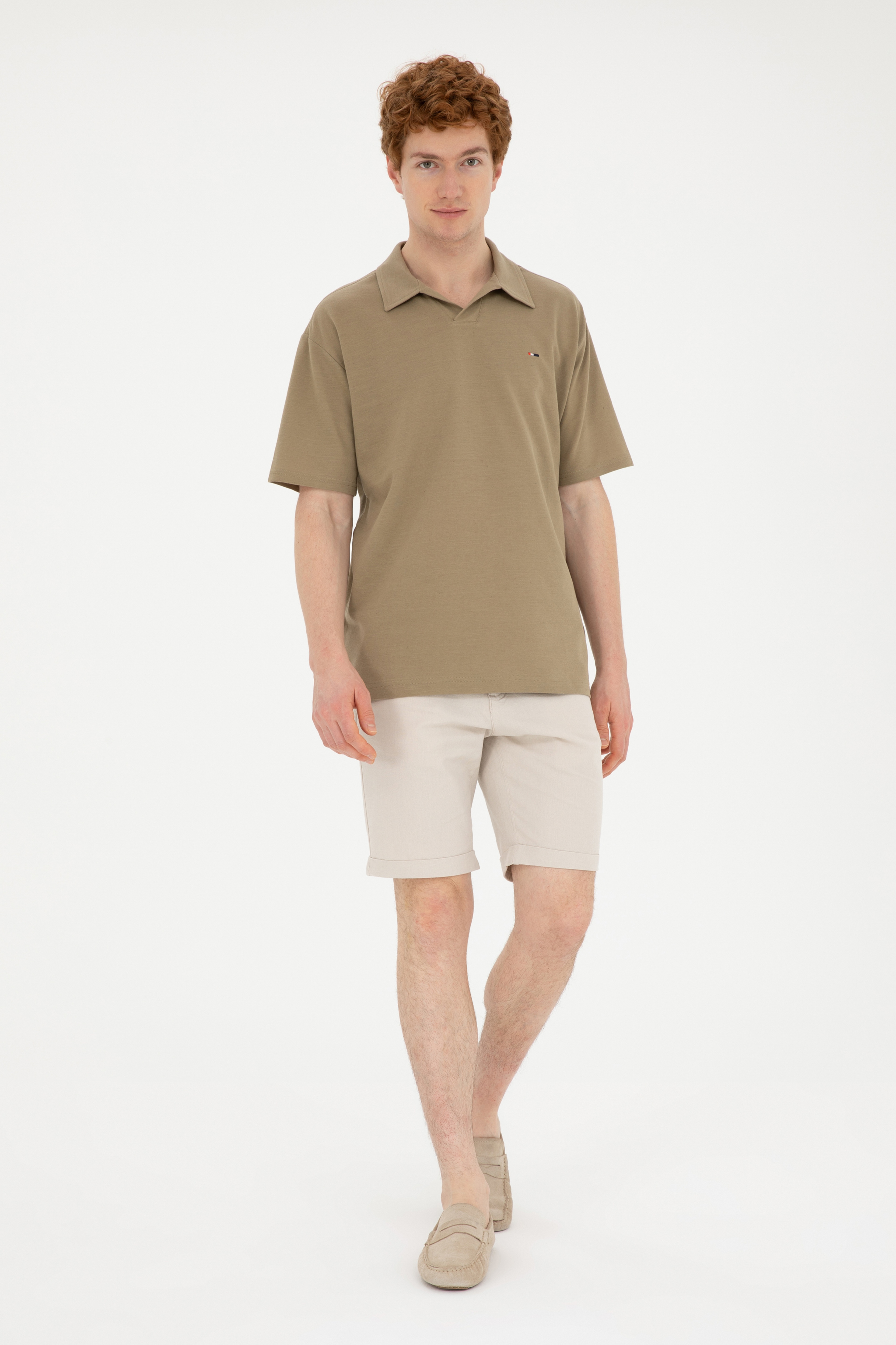 Erkek Comfort Fit Polo Yaka Haki Tişört